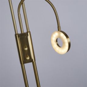 Searchlight Mother & Child - lampadaire avec liseuse - Ø28 x 193 cm - 25,5W + 5W LED dimmable inclus - laiton satiné