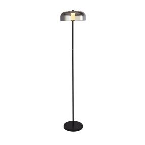 Searchlight Frisbee - lampadaire - 147 cm - 15W LED dimmable inclus - noir mat et verre fumé