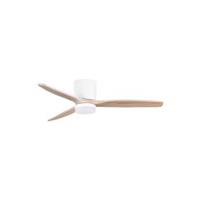 Nova Luce Aloa - ventilateur de plafond avec lumière et télécommande - Ø 132 x 27,5 cm - 18W LED inclus - blanc sablé et bois naturel