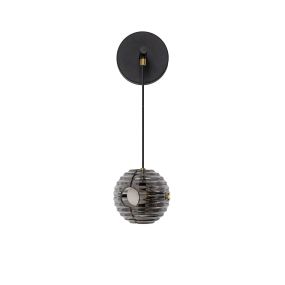 Nova Luce Las - applique murale - Ø 15 x 52 cm - 13W LED inclus - noir sablé, or et gris fumé