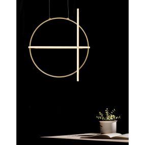 Nova Luce Arte - lampe suspendue - 52 x 16 x 120 cm - 48,6W LED dimmable inclus - or
