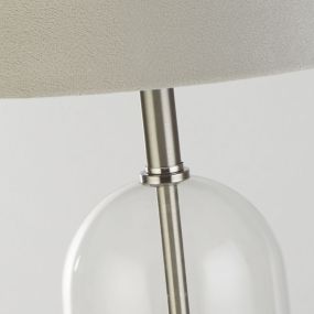 Searchlight Oxford - lampe à poser - Ø 38 x 51 cm - nickel satiné, argent et gris