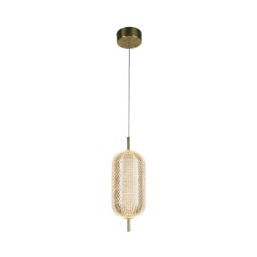 Searchlight Capsule - lampe suspendue - Ø 15 x 150 cm - 20W LED dimmable inclus - laiton satiné