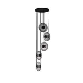 Nova Luce Ballet - lampe suspendue - Ø 40 x 220 cm - 40W dimmable LED inclus - noir sablé et gris fumé