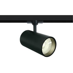 ONE Light COB Cylinder - spot sur rail avec COB LED - système de rail triphasé - Ø 9 x 20 cm - 30W LED inclus - noir - couleur de lumière blanc chaud