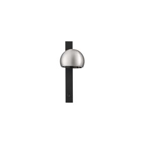 Nova Luce Lusa - applique murale - Ø 10 x 26 x 13 cm - 10W LED inclus - nickel brumeux et noir