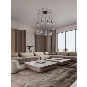 Nova Luce Aelia - lampe suspendue - Ø 82 x 145 cm - 36W LED inclus - noir mat et gris fumé