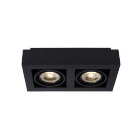 Lucide Zefix - spot en saillie 2L - 34 x 18,5 x 9 cm - 2 x 12W LED dimmable inclus - dim to warm - noir