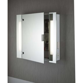 Searchlight Miroirs de salle de bains - miroir avec éclairage - 66 x 60 cm - 9,6W LED inclus - IP44 - blanc et chrome