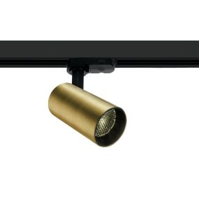 ONE Light COB Compact Cylinder - spot sur rail - système de rail triphasé - Ø 5,5 x 11 cm - 12W LED inclus - laiton brossé