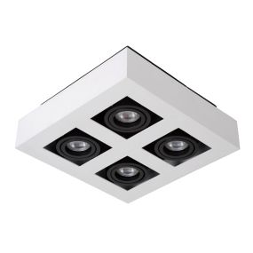 Lucide Xirax - spot en saillie - 25 x 25 x 8,8 cm - 4 x 5W LED dimmable inclus - dim to warm - white