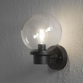 Konstsmide Nemi Up - lampe murale extérieure avec capteur - 20 x 27 x 29 cm - IP44 - noir mat et transparent