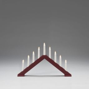 Konstsmide Christmas lights - bougeoir de Noël en bois - 50,6 x 5 x 32 cm - rouge foncé mat