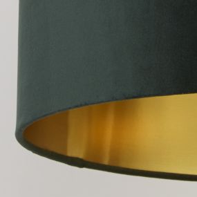 Searchlight Drum Shade - abat-jour - Ø 40 x 24 cm - vert foncé et or brossé