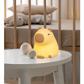 Fischer & Honsel Piggy - veilleuse - 10 x 11 x 12 cm - 0,5W LED RGBW incl. - brun