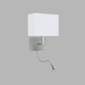 Searchlight Wall - applique murale avec double interrupteur - 20 x 25,5 cm - 1W LED inclus - nickel mat