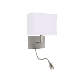 Searchlight Wall - applique murale avec double interrupteur - 20 x 25,5 cm - 1W LED inclus - nickel mat