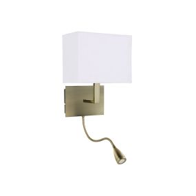 Searchlight Wall - applique murale avec double interrupteur - 20 x 25,5 cm - 1W LED inclus - laiton antique