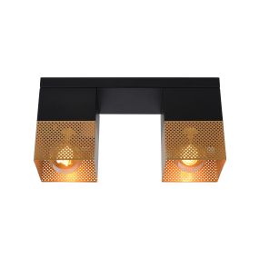 Lucide Renate - plafonnier - 32 x 10 x 16 cm - noir et or mat