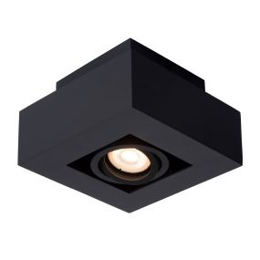 Lucide Xirax - spot en saillie 1L - 14 x 14 x 8,8 cm - 5W LED dimmable inclus - dim to warm - noir