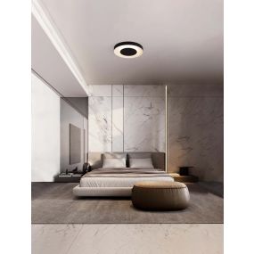 Nova Luce Pada - plafonnier - Ø 40 x 5 cm - 25W dimmable LED inclus - noir sablé et blanc