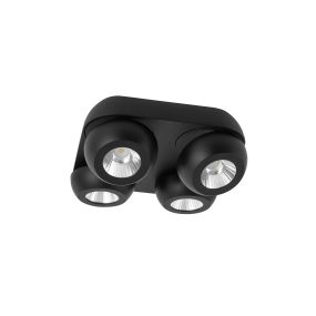 Nova Luce Gon - spot en saillie 4L - 25 x 25 x 9 cm - 4 x 5W LED inclus - noir sable