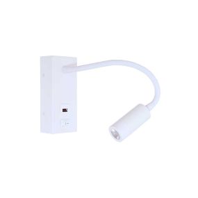 Artdelight Easy - applique murale avec interrupteur et port USB - 6 x 32 x 14 cm - 3W LED inclus - blanc