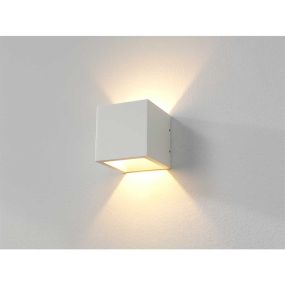 Artdelight Cube - applique murale extérieure - 10 x 10 x 10 cm - 6W LED dimmable inclus - dim to warm - IP54 - blanc