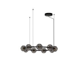 Nova Luce Las - lampe suspendue - Ø 91 x 160 cm - 91W dimmable LED inclus - noir sablé, or et gris fumé