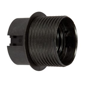 VK Lighting - douille E27 - plastique - avec filetage & bride - Ø 4,0 x 4,5 cm - noir
