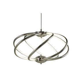 Searchlight Bardot - lampe suspendue - Ø 51 x 150 cm - 42W LED dimmable inclus - chrome et blanc