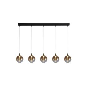 Searchlight Alchemy - lampe suspendue - 120 x 150 cm - 19W LED dimmable inclus - noir, or et ambre