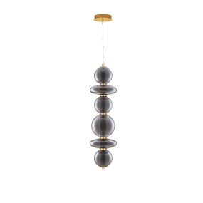Nova Luce Navi - lampe suspendue - 17 x 22 x 200 cm - 27W LED inclus - laiton doré et gris fumée