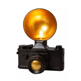 Lucide Extravaganza Camera - lampe à poser - 22,5 x 16 x 30 cm - noir avec or