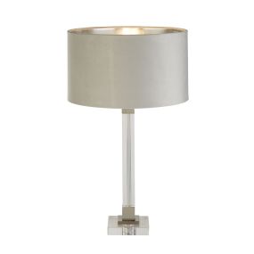 Searchlight Scarborough - lampe à poser - Ø 38 x 67 cm - nickel satiné, argent et gris