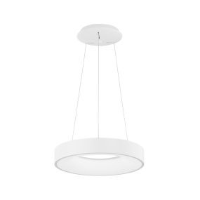 Nova Luce Rando Thin - lampe suspendue - Ø 38 x 120 cm - 30W LED dimmable inclus - blanc sable