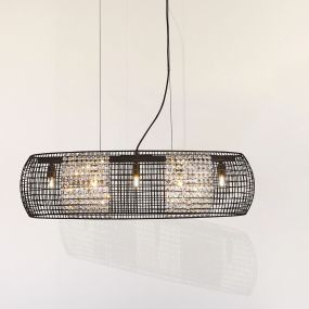 Searchlight Cage - lampe suspendue - 77 x 30 x 150 cm - noir mat