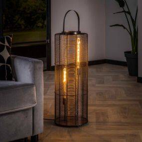 Vico Reach - lampadaire - Ø 30 x 81 cm - noir. nickel