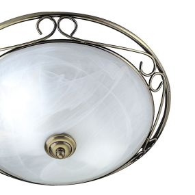 Searchlight Flush - plafonnier - Ø 37 x 15,5 cm - laiton antique