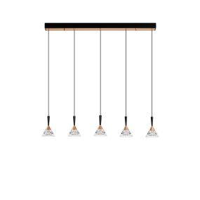 Nova Luce Paluz - lampe suspendue - 90,5 x 150 x 10,5 cm - 30W dimmable LED inclus - noir mat et or rose