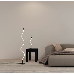 Searchlight Serpent - lampe à poser - Ø 15 x 56 cm - 8W LED dimmable inclus - noir et opale