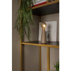 Lucide Ipsos - lampe de table rechargeable - Ø 6 x 22 cm - 3W dimmable LED inclus - taupe