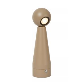 Lucide Ipsos - lampe de table rechargeable - Ø 6 x 22 cm - 3W dimmable LED inclus - taupe
