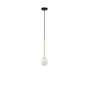 Nova Luce Savoy - lampe suspendue - Ø 11 x 163 cm - satin doré, noir mat et blanc opale