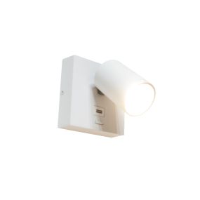 Artdelight Master - Applique murale avec interrupteur et port USB - 11,5 x 12,5 x 11,5 cm - 6W LED inclus - blanc