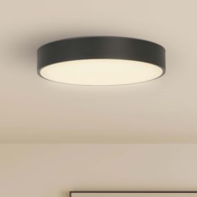 Searchlight Palma - plafonnier - Ø 25 x 4 cm - 12W LED inclus - noir et opale