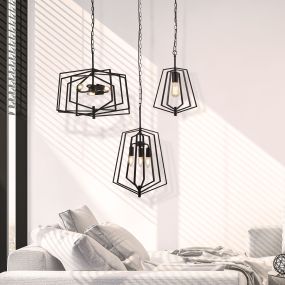 Searchlight Slinky - lampe suspendue - 30 x 30 x 95 cm - noir mat