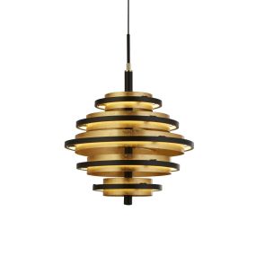 Searchlight Hive - lampe suspendue - Ø 40 x 140 cm - 35W LED dimmable inclus - noir et or