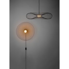 VK Lighting Synnefo - applique murale avec interrupteur à câble et prise - Ø 61 ou 74 cm - 8W LED inclus - noir
