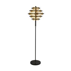 Searchlight Hive - lampadaire - Ø 40 x 148 cm - 37W LED dimmable inclus - noir et or